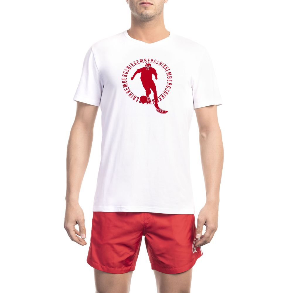 Bikkembergs Weißes Herren-T-Shirt aus Baumwolle
