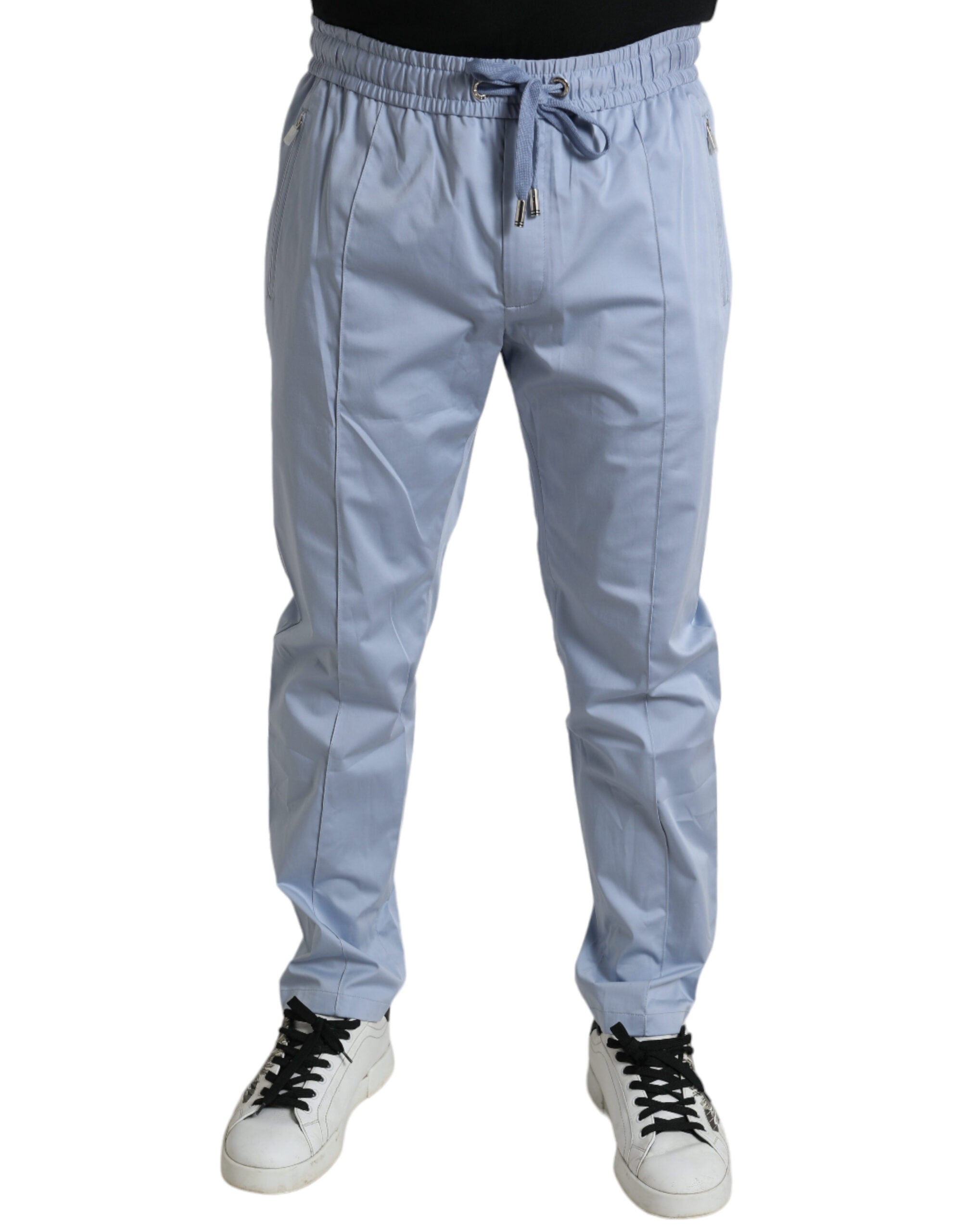 Dolce & Gabbana Hellblaue Baumwoll-Stretch-Jogger-Hose
