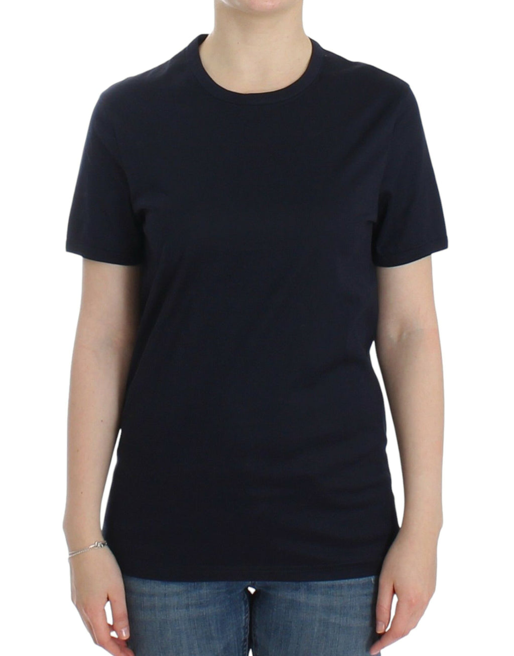 Ermanno Scervino Lingerie Blaues Logo-T-Shirt mit Rundhalsausschnitt aus Baumwolle