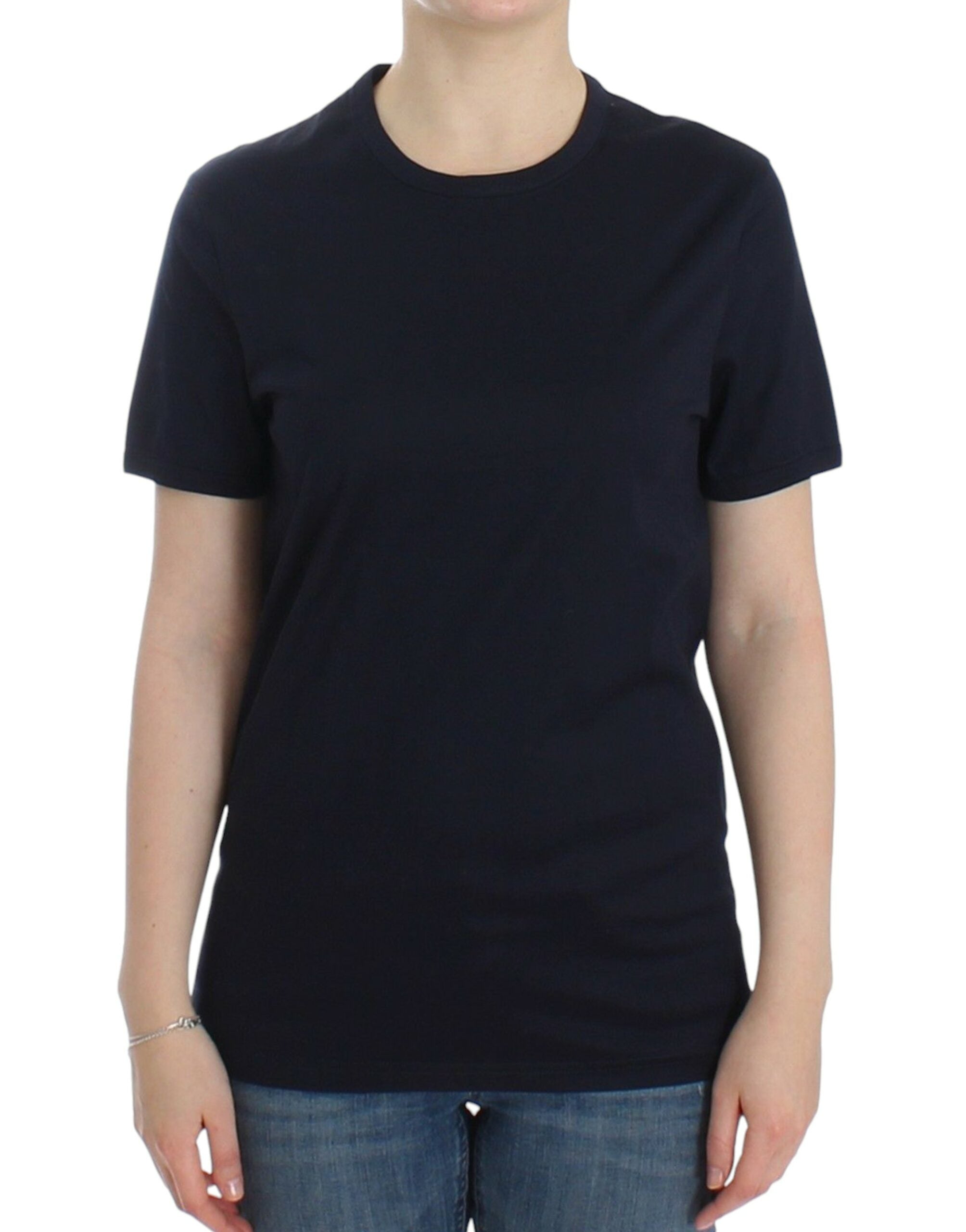 Ermanno Scervino Lingerie Blaues Logo-T-Shirt mit Rundhalsausschnitt aus Baumwolle