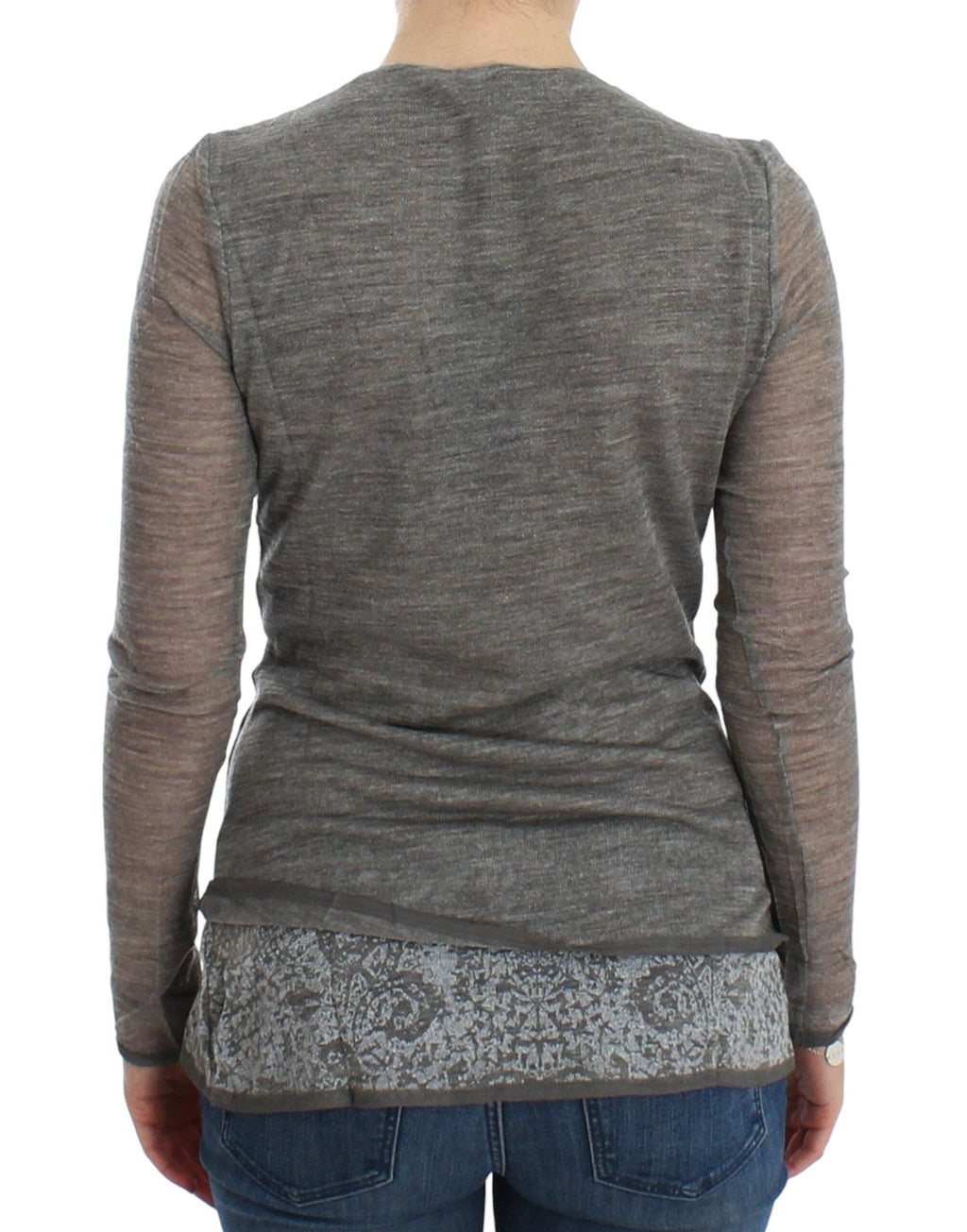 Ermanno Scervino Grauer langärmeliger Pullover aus Wollmischung