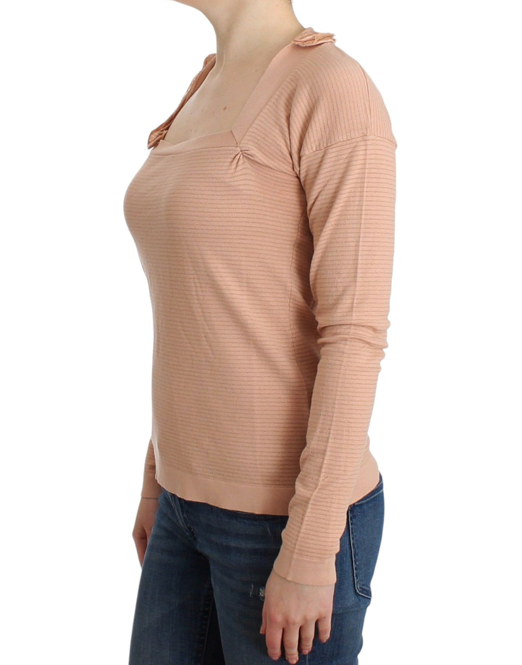 Ermanno Scervino Orangefarbenes gestreiftes langärmeliges Top aus Wollmischung