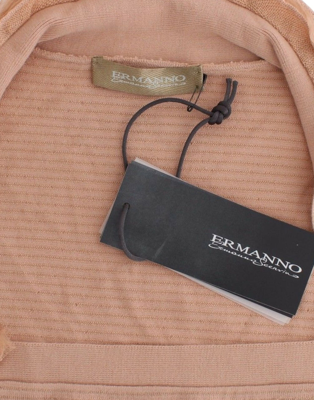 Ermanno Scervino Orangefarbenes gestreiftes langärmeliges Top aus Wollmischung