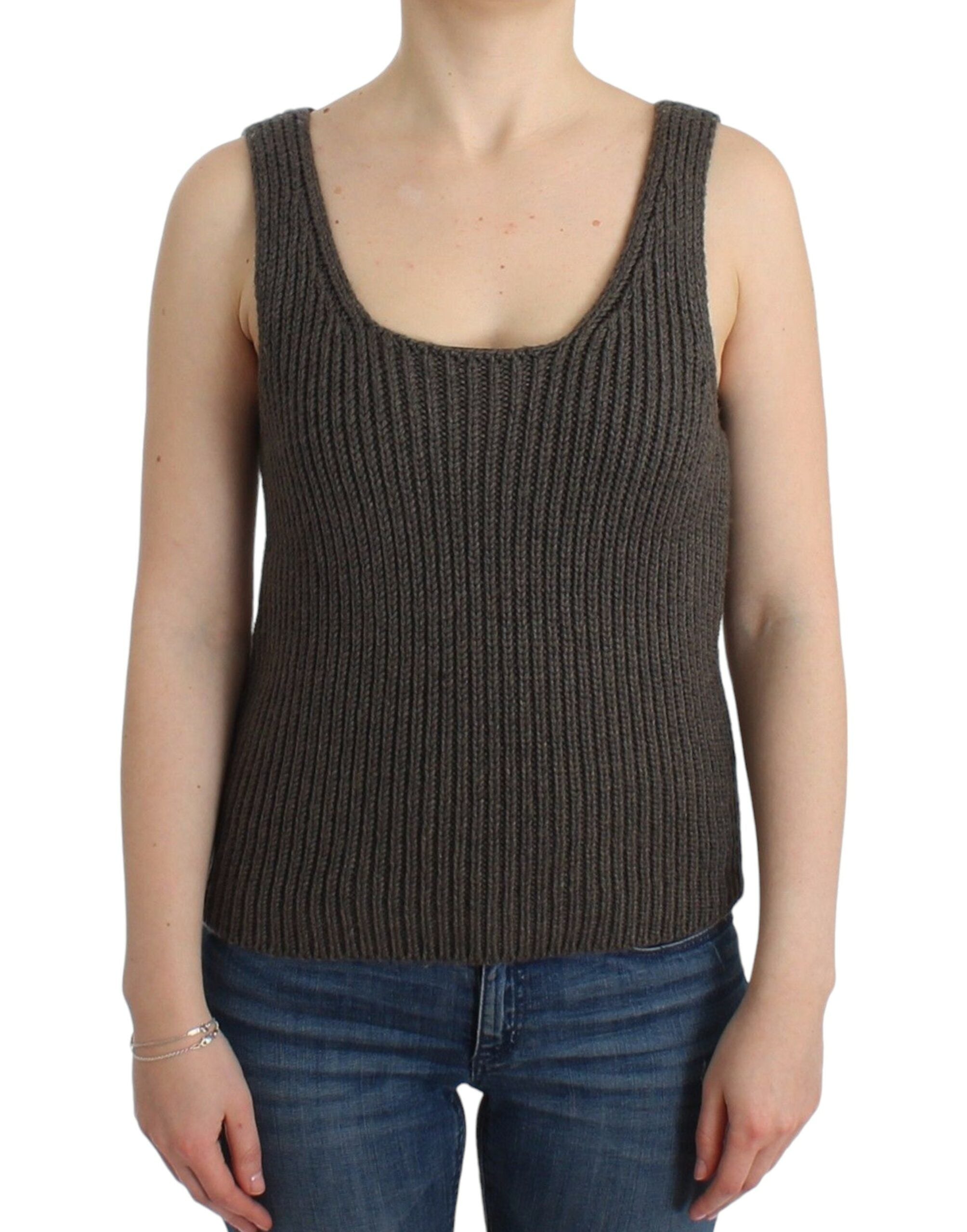 Ermanno Scervino Graues Strickoberteil Strickpullover aus Merinowolle