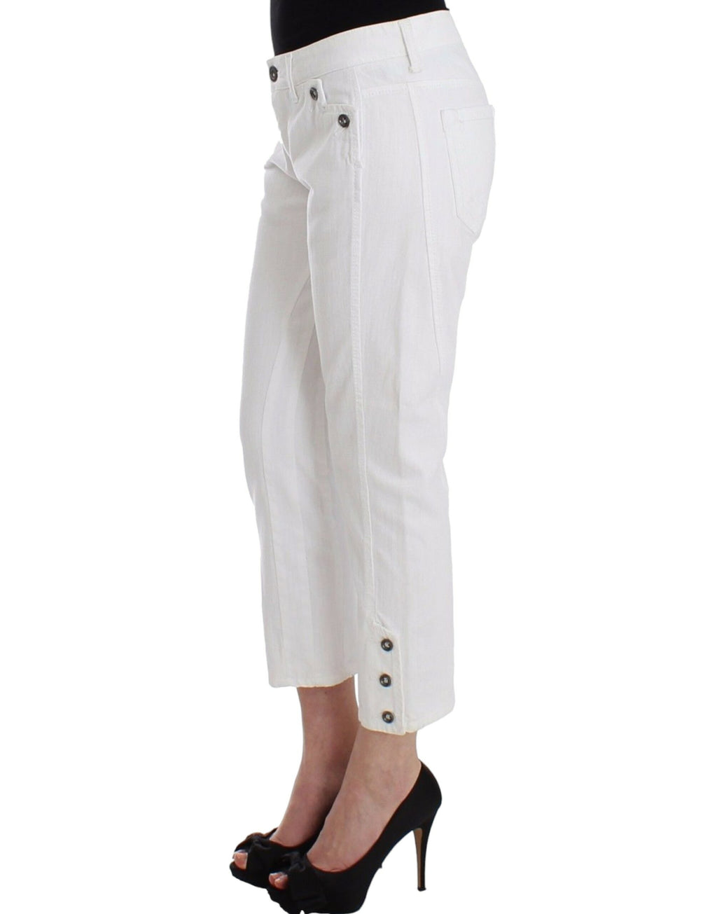 Ermanno Scervino Weiße Cropped Jeans Denim Hosen Branded Capri