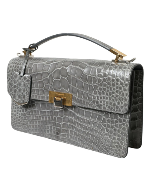 Balenciaga Schultertasche aus grauem Exotenleder, mittelgroß
