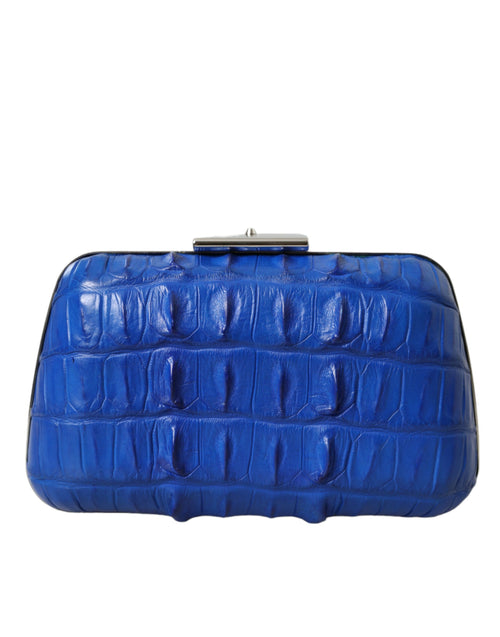 Balenciaga Blue Exotic Skin Leder Schulter Umhängetasche Box Clutch