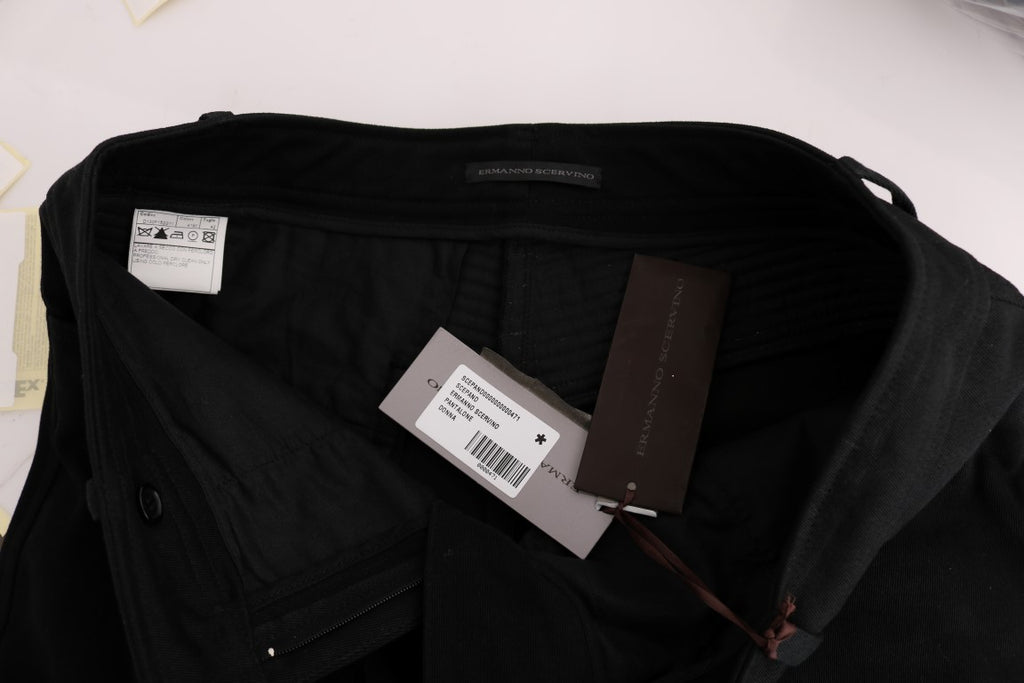 Ermanno Scervino Schwarze Slim Fit Freizeithose aus Baumwolle