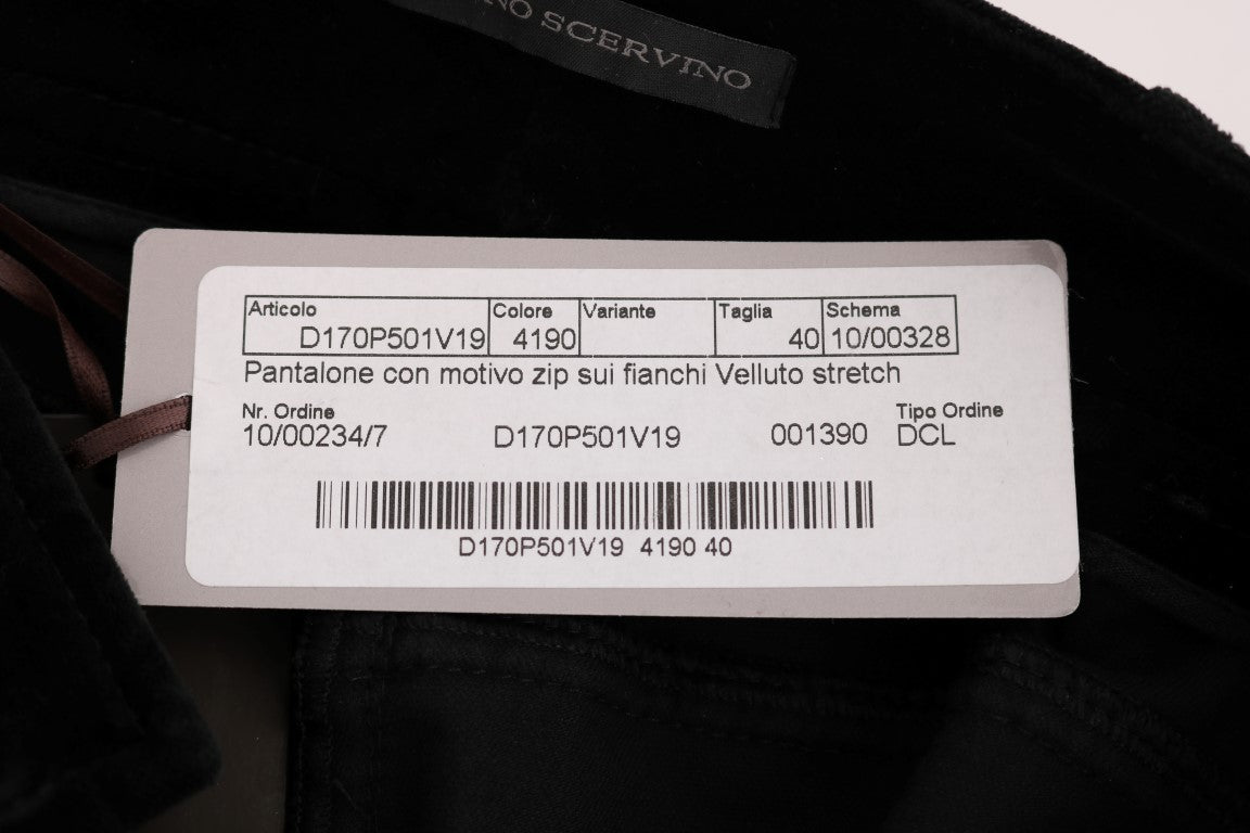 Ermanno Scervino Schwarze Cropped-Hose aus Viskosemischung und Samt