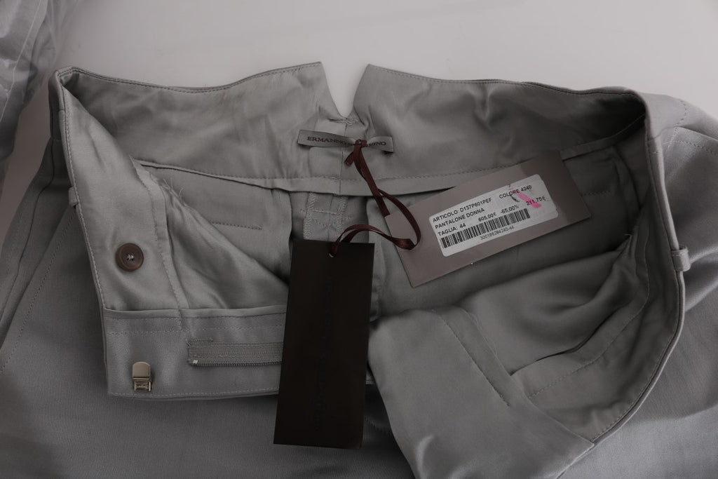 Ermanno Scervino Graue Seiden-Cropped-Lässig-Hose