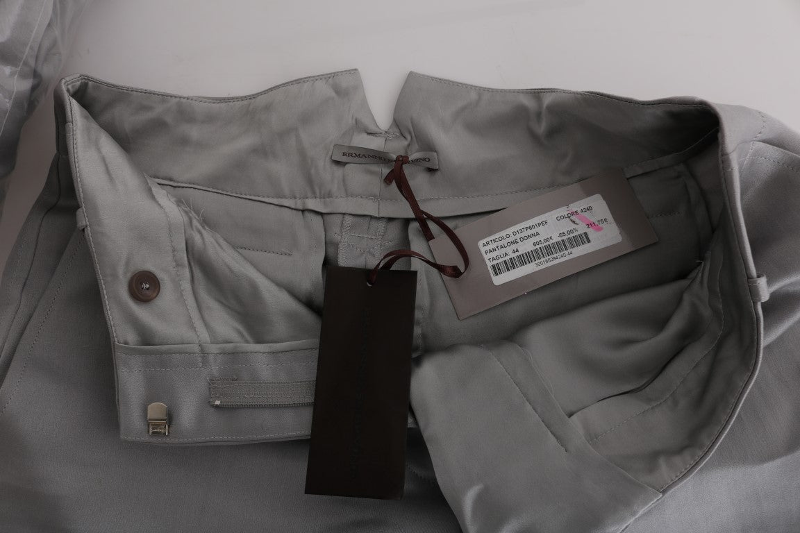 Ermanno Scervino Graue Seiden-Cropped-Lässig-Hose