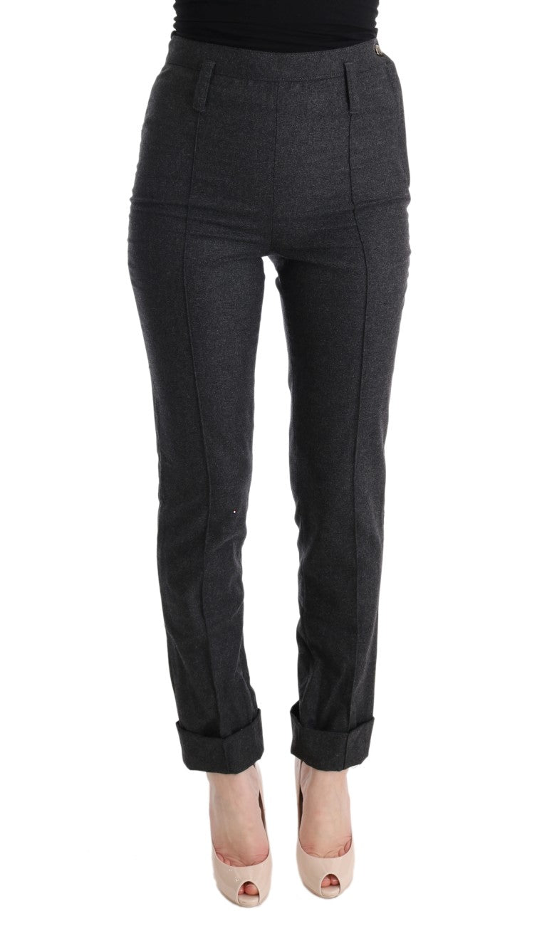 Ermanno Scervino Graue Schurwolle Skinny Freizeithose