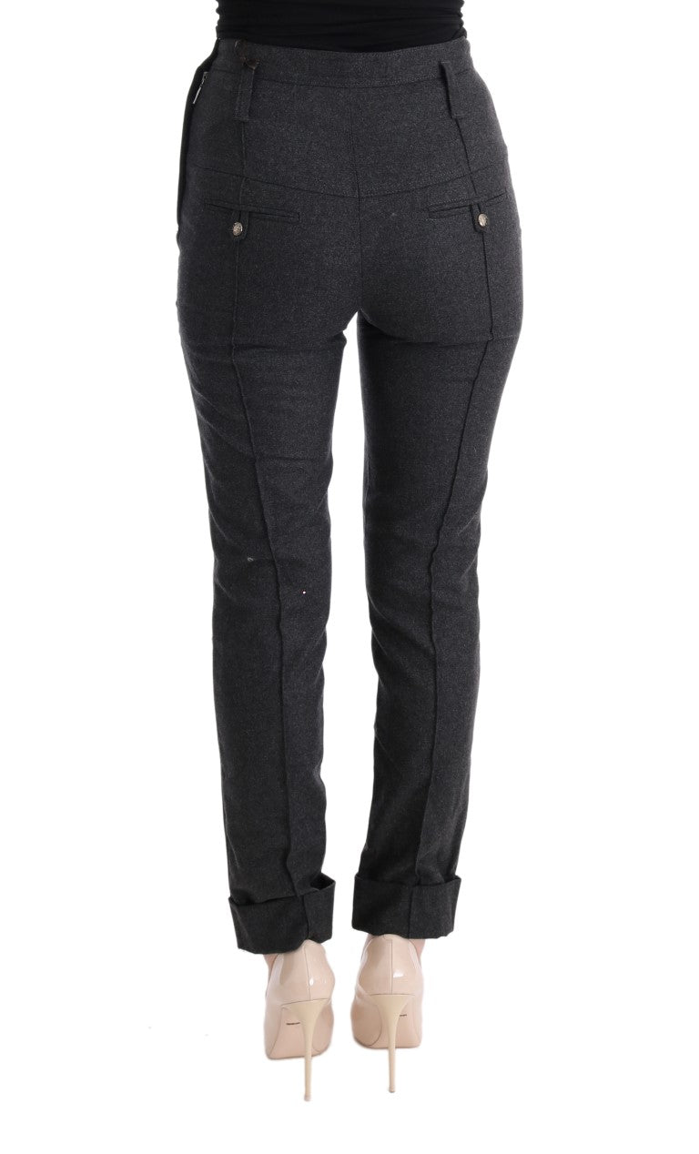 Ermanno Scervino Graue Schurwolle Skinny Freizeithose