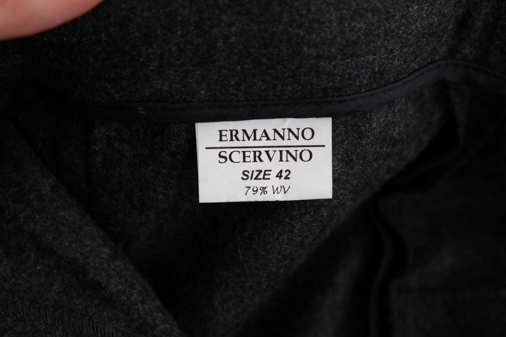 Ermanno Scervino Graue Schurwolle Skinny Freizeithose