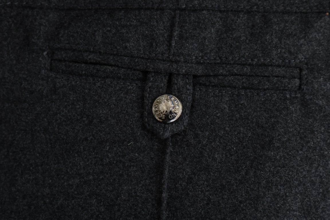 Ermanno Scervino Graue Schurwolle Skinny Freizeithose