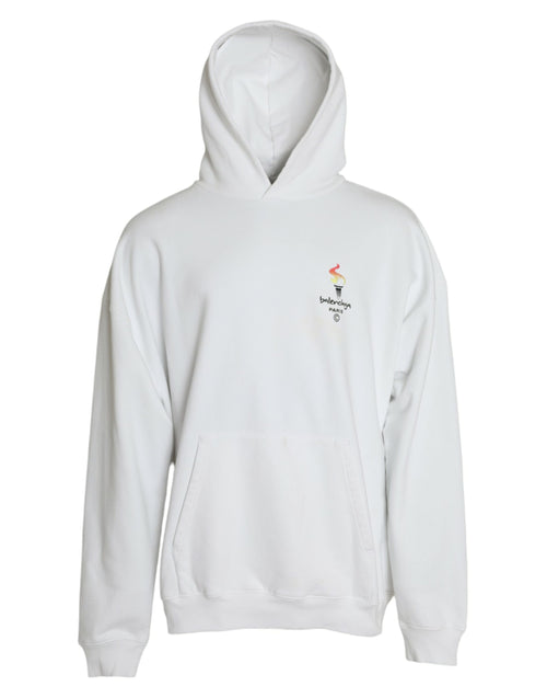 Balenciaga Weißer Baumwoll-Kapuzenpullover mit Logo