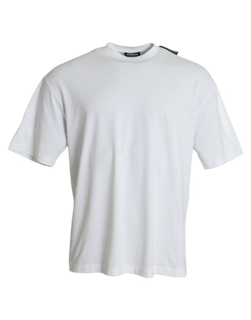 Balenciaga Off-White Baumwoll-Jersey T-Shirt mit Rundhalsausschnitt