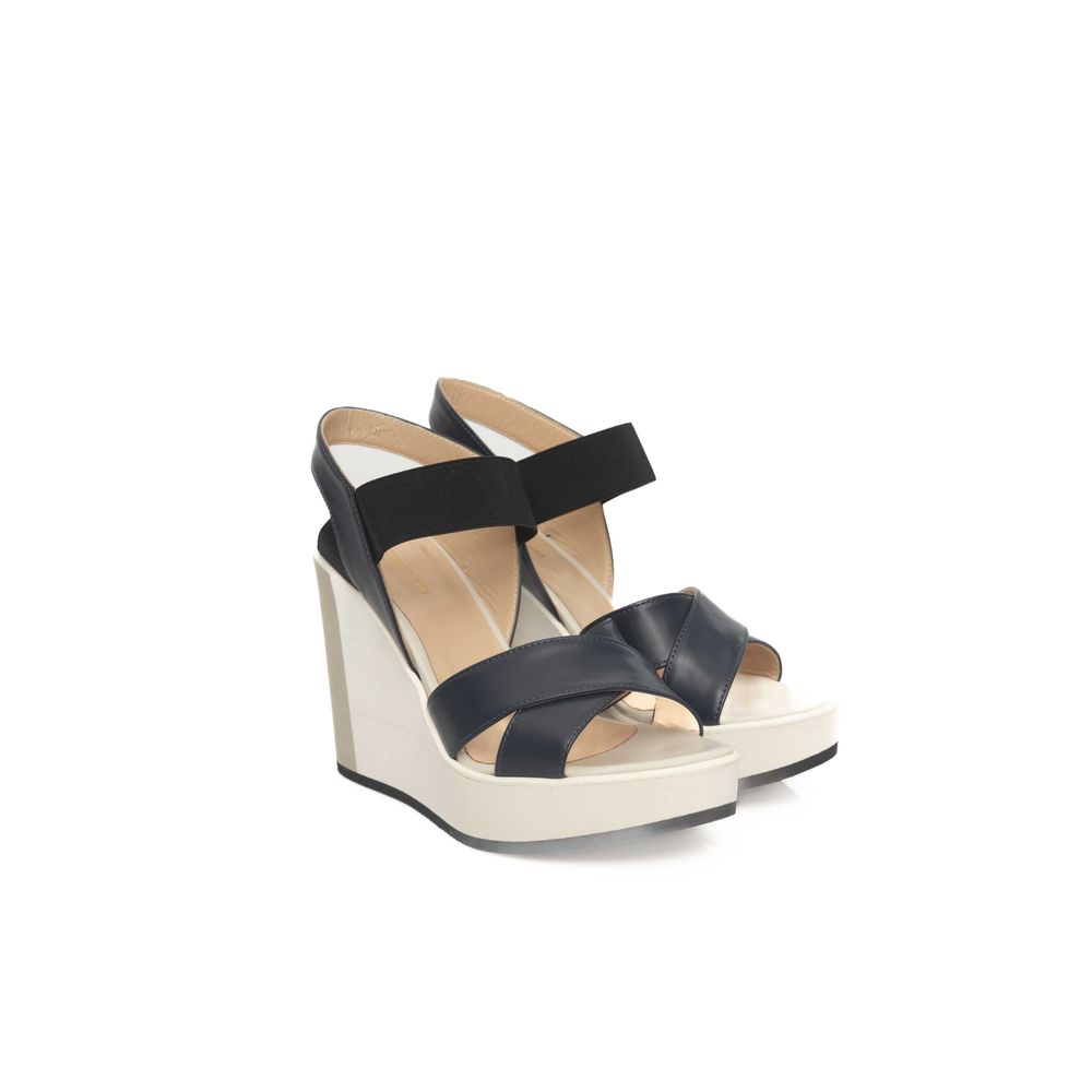 Cerruti 1881 Blue Calfskin Women Sandal