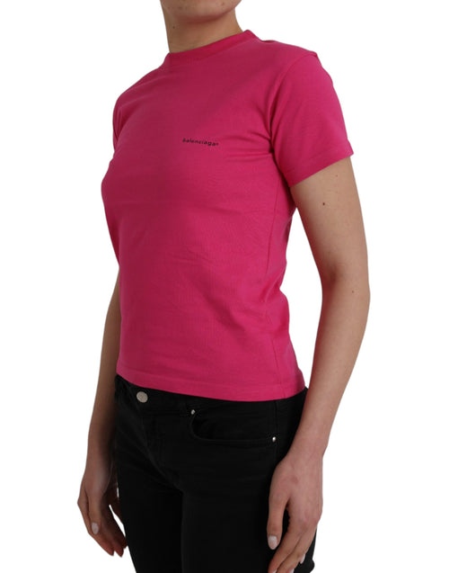 Balenciaga T-Shirt aus rosa Baumwolle mit Rundhalsausschnitt und kurzen Ärmeln