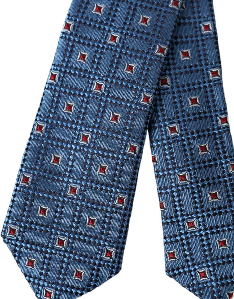 Dolce & Gabbana Blau gemustert 100% Seide Verstellbare Herrenkrawatte