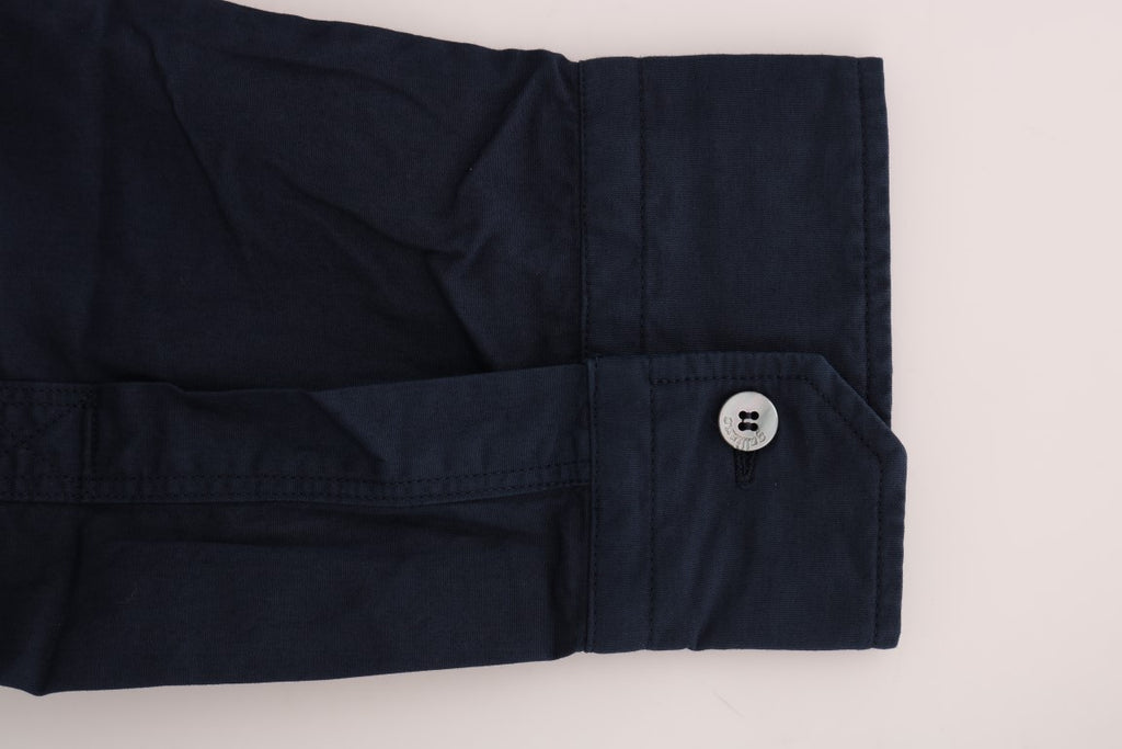 John Galliano Blue Casual Cotton Long Sleeve Shirt
