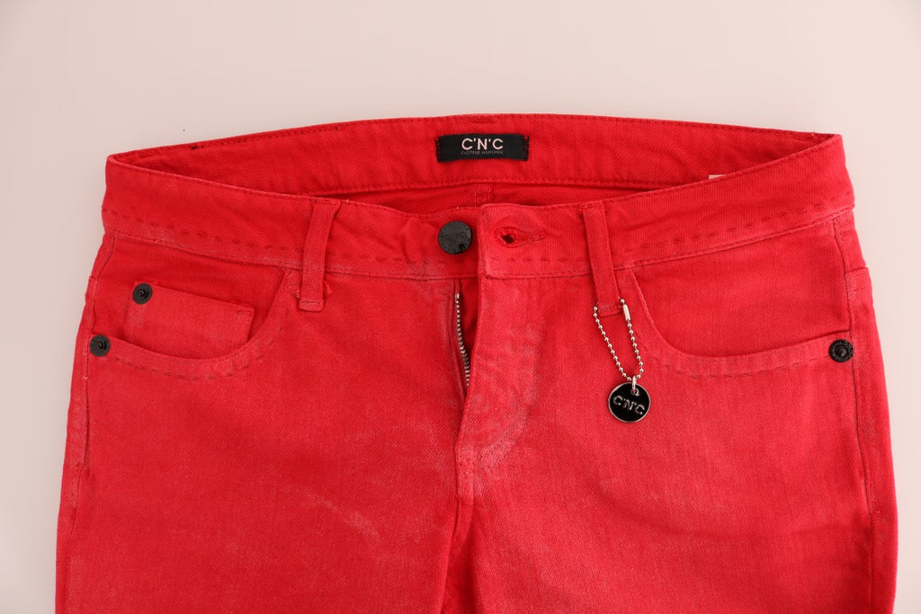 Costume National Rote Cotton Stretch Slim Jeans