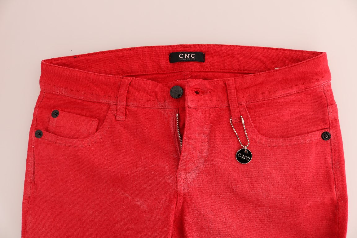 Costume National Rote Cotton Stretch Slim Jeans