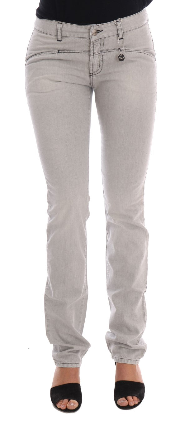 Costume National Graue Baumwollschlankjeans mit Waschung
