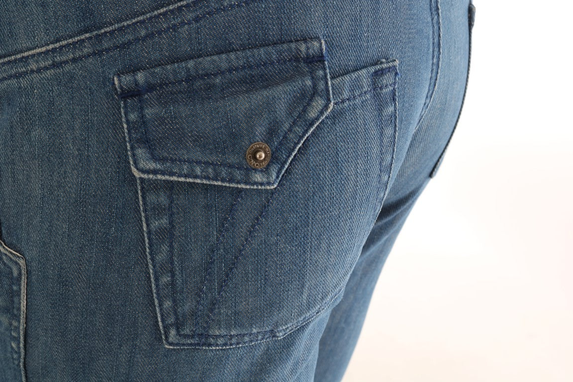 Costume National Blaue Waschung Baumwolle Slim Denim Jeans