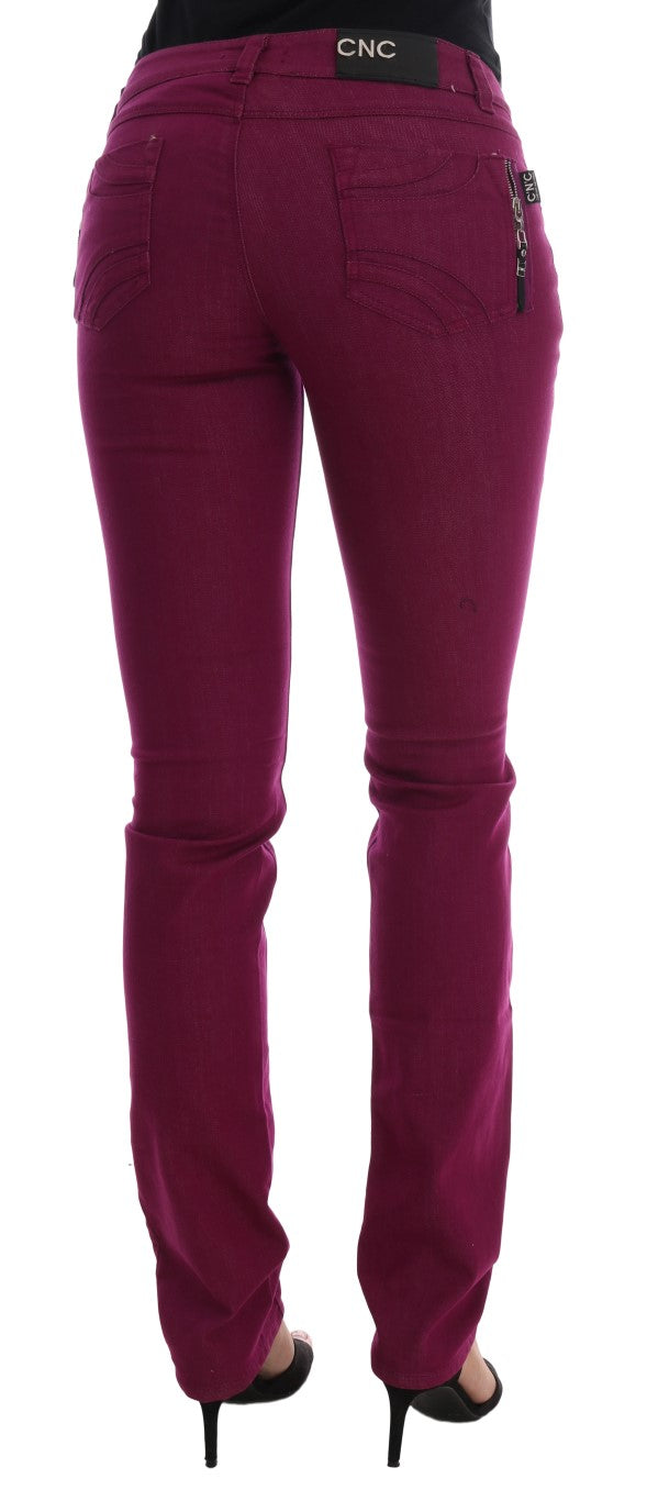 Costume National Lila Baumwolle Stretch Slim Denim Jeans