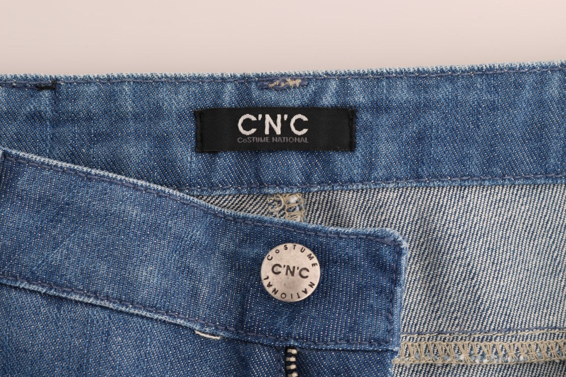 Costume National Boyfriend Fit Jeans aus Baumwolle mit blauer Waschung