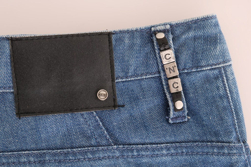 Costume National Boyfriend Fit Jeans aus Baumwolle mit blauer Waschung