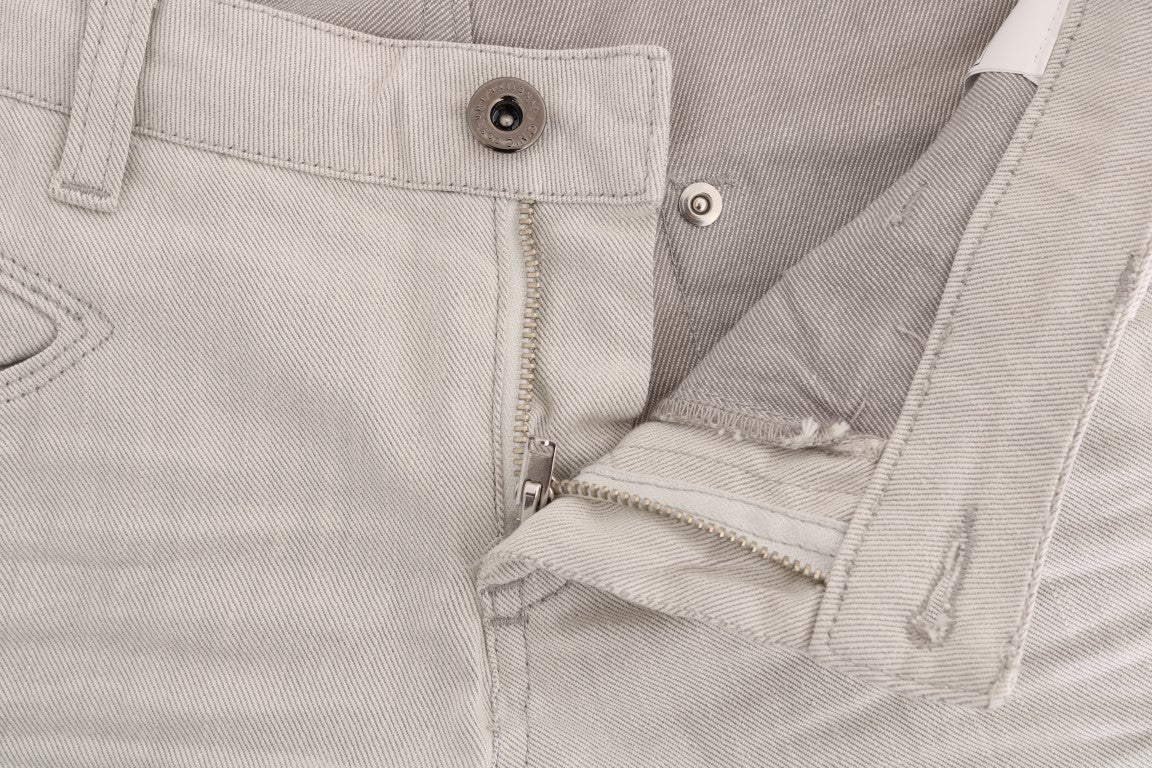 Costume National Weiße schmale Stretch-Jeans aus Baumwolle