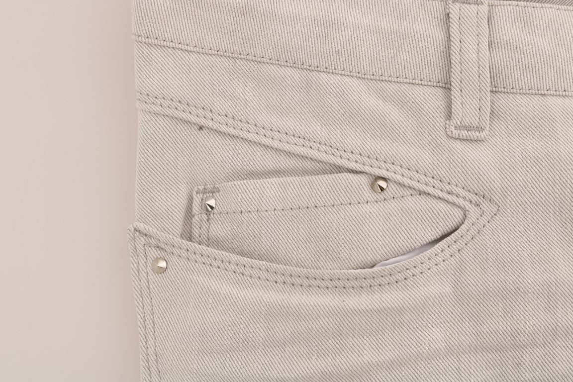 Costume National Weiße schmale Stretch-Jeans aus Baumwolle