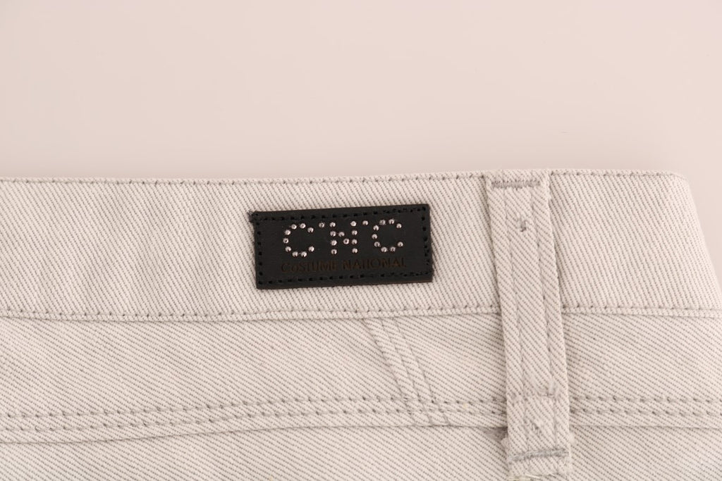 Costume National Weiße schmale Stretch-Jeans aus Baumwolle