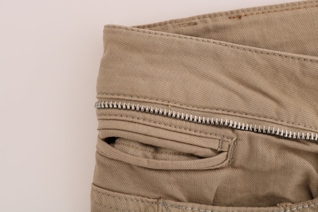 Costume National Beige Baumwolle Stretch Slim Fit Jeans