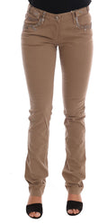 Costume National Beige Baumwolle Stretch Slim Fit Jeans