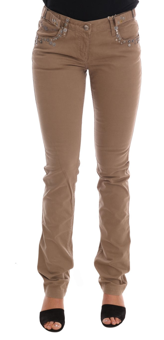 Costume National Beige Baumwolle Stretch Slim Fit Jeans