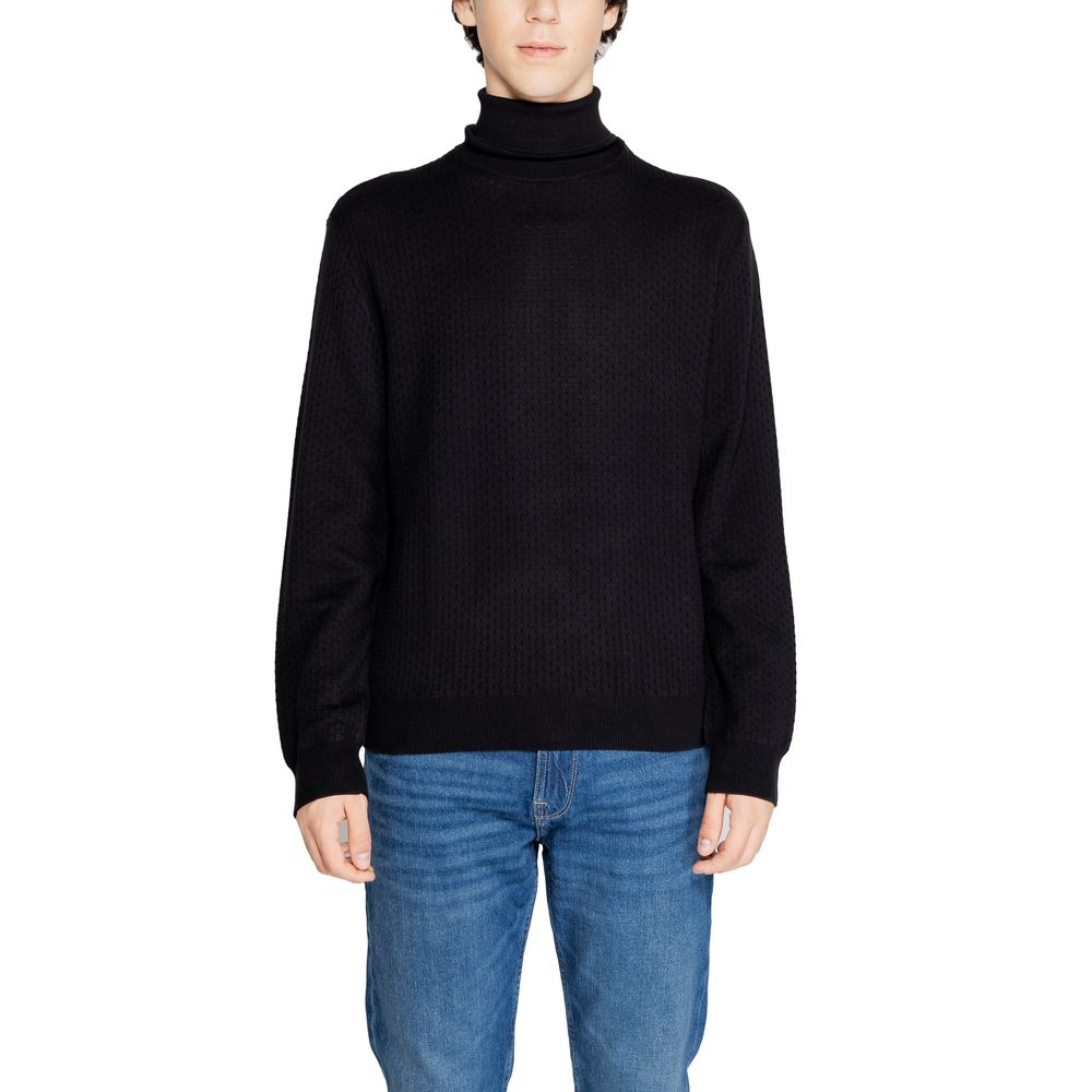 Armani Exchange Schwarzer Baumwoll-Rollkragenpullover