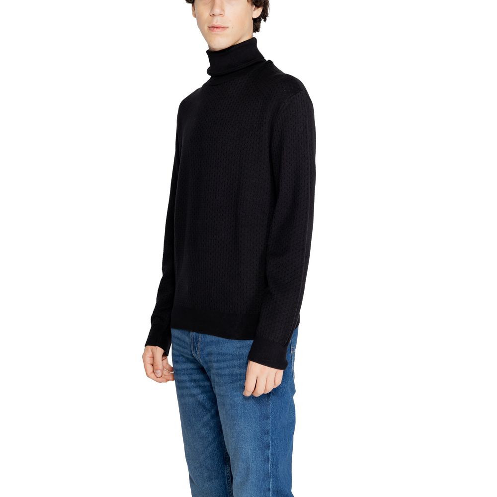 Armani Exchange Schwarzer Baumwoll-Rollkragenpullover