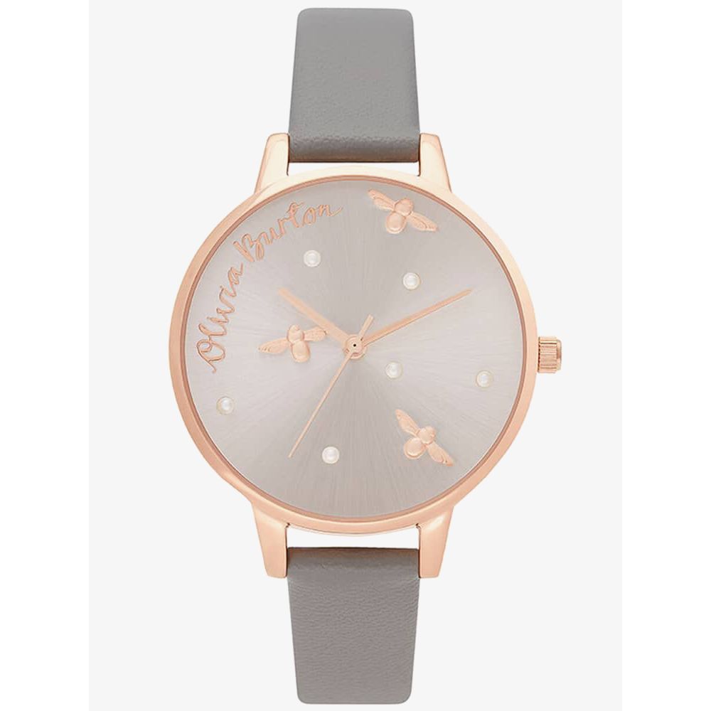 Olivia Burton Graue Kunstleder-Armbanduhr