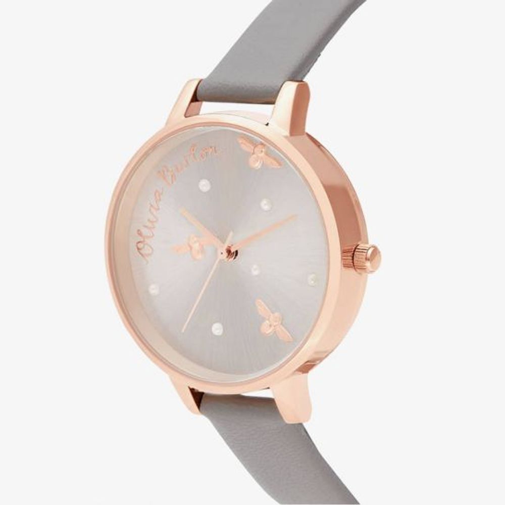 Olivia Burton Graue Kunstleder-Armbanduhr
