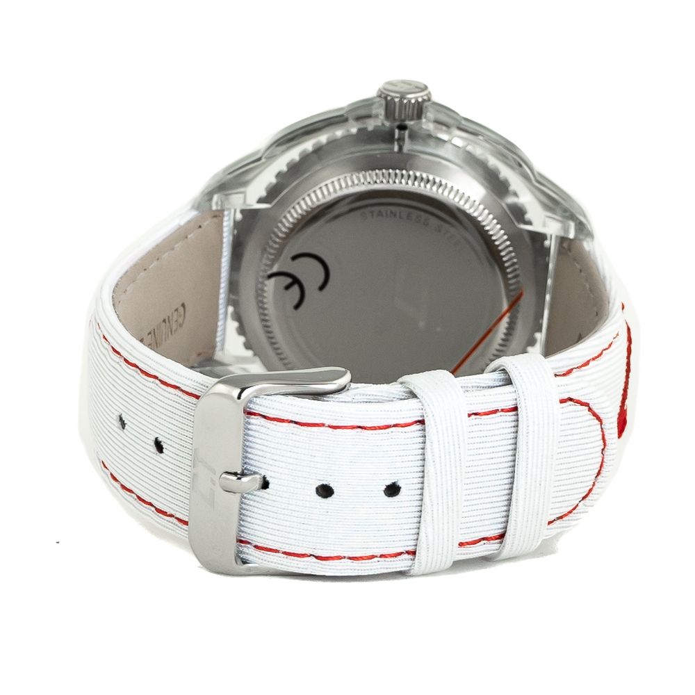 Chronotech Elegante Leder-Armbanduhr in Weiß