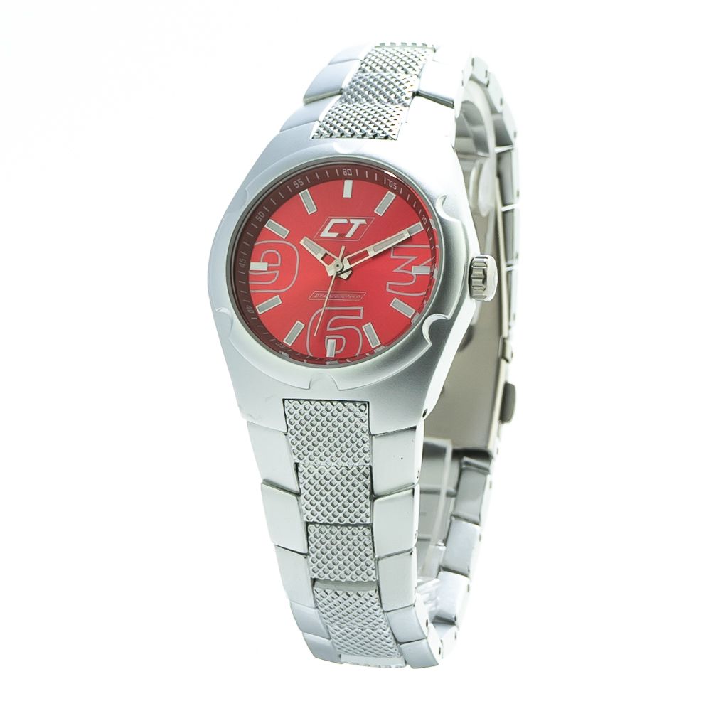 Chronotech Silberne Edelstahl-Armbanduhr