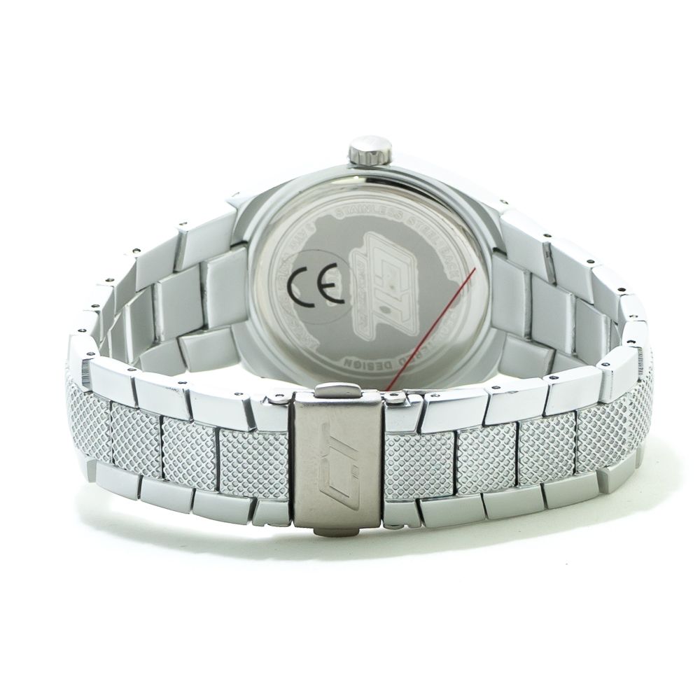 Chronotech Silberne Polycarbonat-Armbanduhr