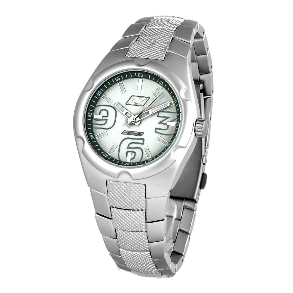 Chronotech Silberne Polycarbonat-Armbanduhr