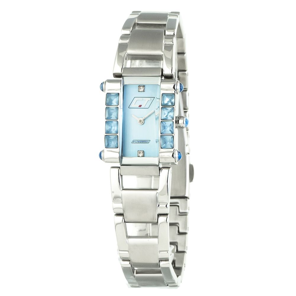 Chronotech Silberne Edelstahl-Armbanduhr