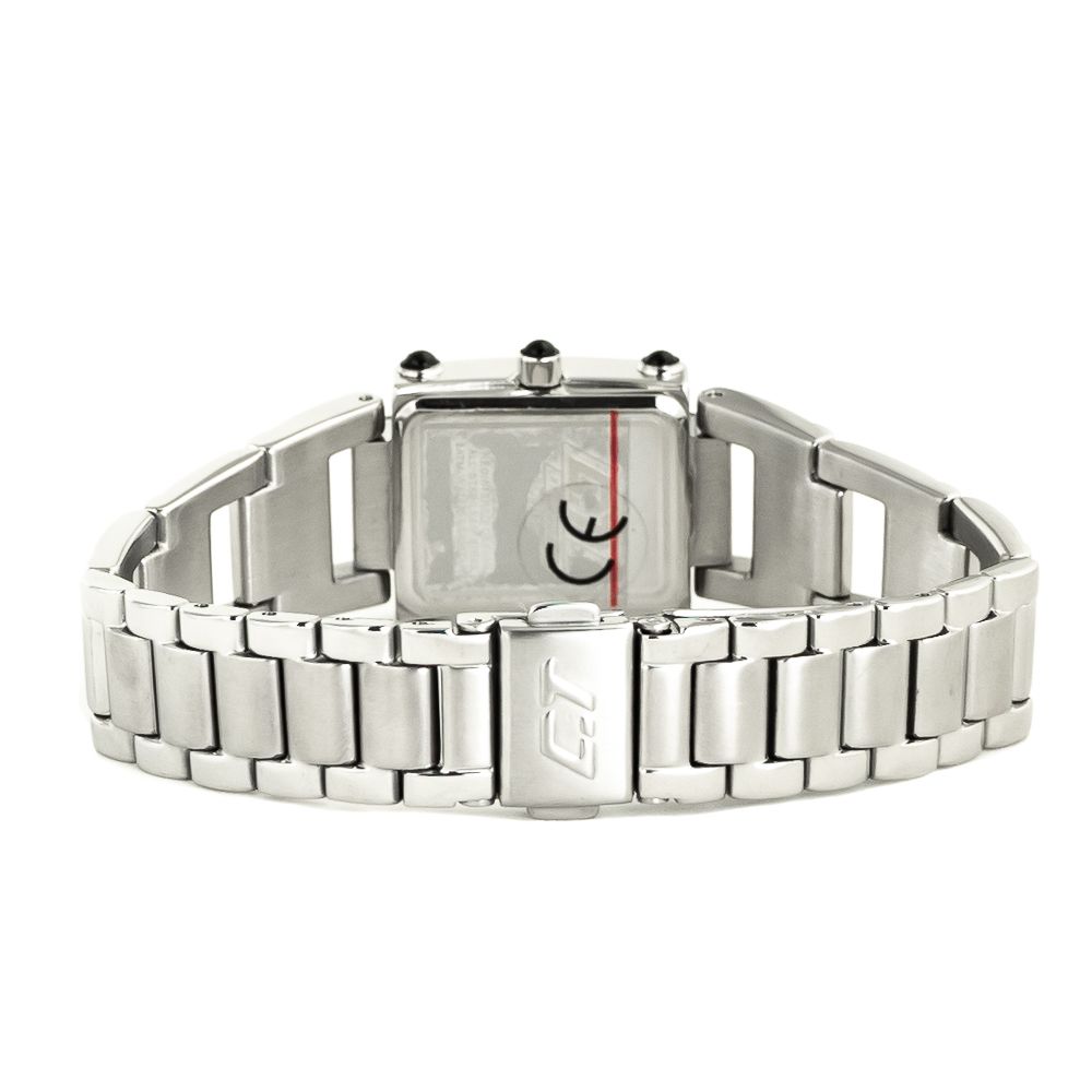 Chronotech Silberne Edelstahl-Armbanduhr