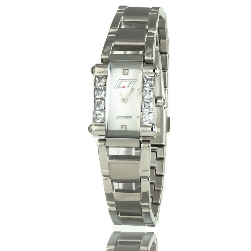 Chronotech Silberne Armbanduhr aus Edelstahl