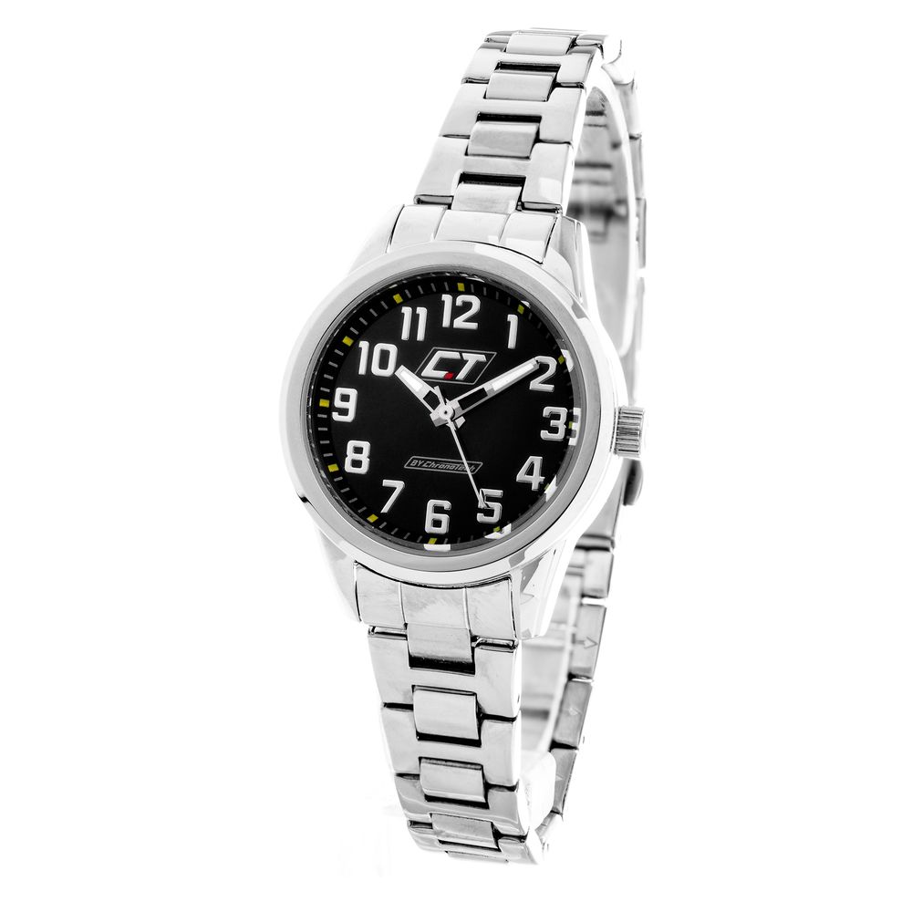 Chronotech Silberne Edelstahl-Armbanduhr